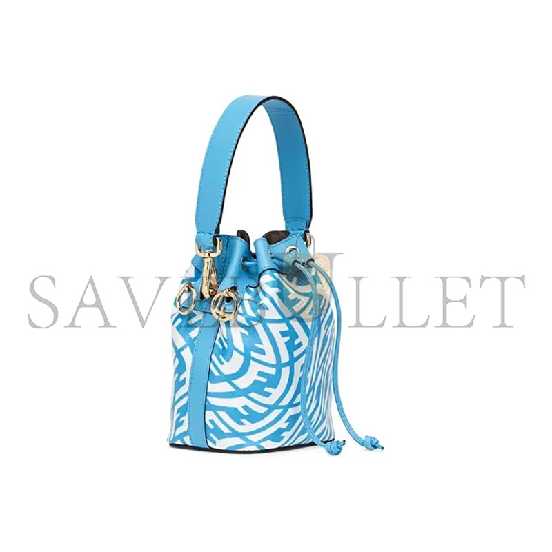 F**di blue glazed canvas mini bag 8bs010afl1f1e8l (18*12*10cm)